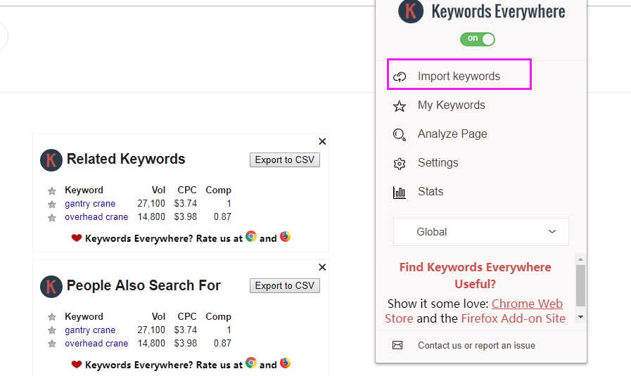 keywords everywhere的安裝使用教程
